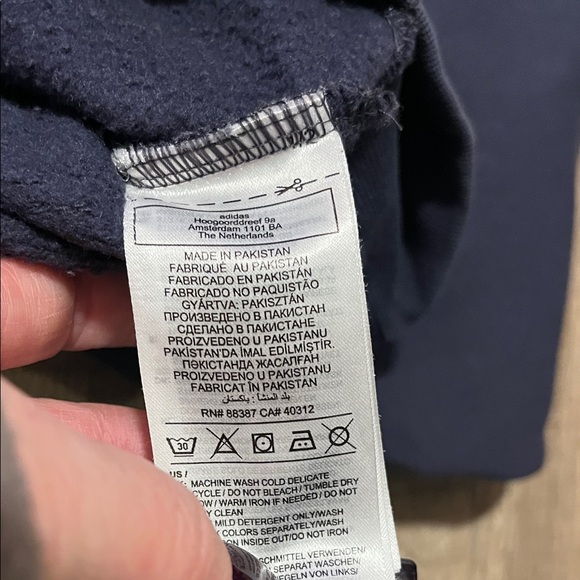 Adidas Women's Navy Blue Cropped Sweatshirt Size L - Picture 3 of 5